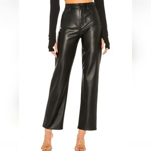 PISTOLA NWT BLACK FAUX LEATHER SUPER HIGH RISE STRAIGHT LEG PANTS SZ 28